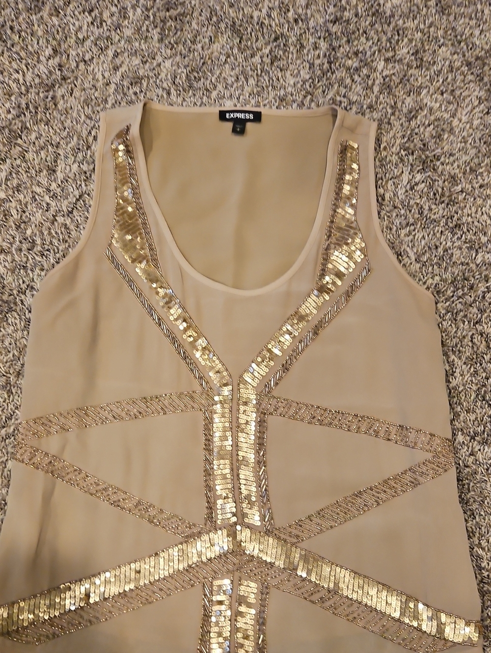 Express- Sleeveless Top with Gold Sequin Trim